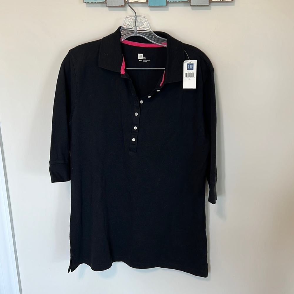 Gap Factory Women’s Polo Shirt / Brand NWT / Size XL / Black - Longer Length